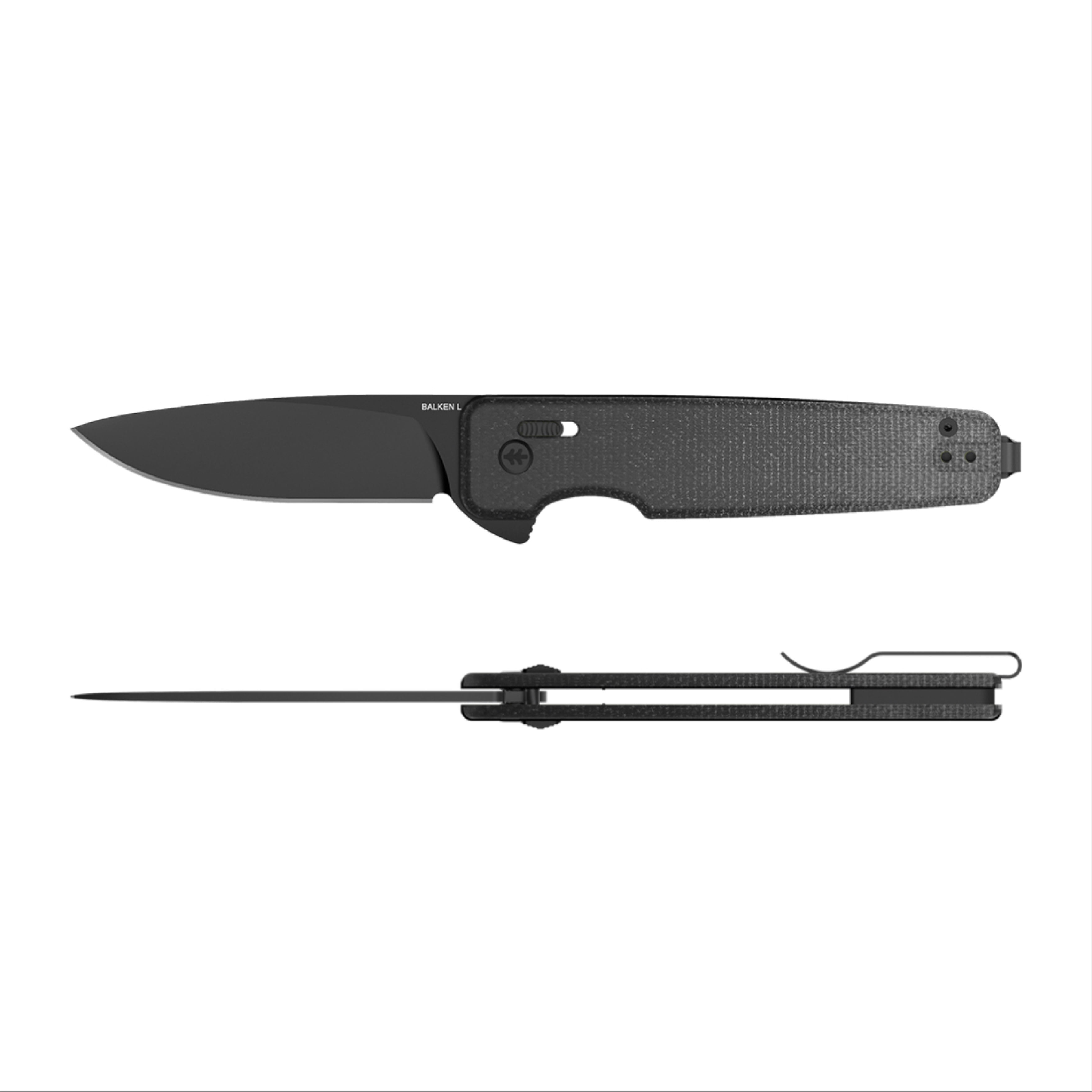 Swiss Tech Balken L Folding Knife, 14C28N Steel, Black Micarta Handle, EDC Crossbar Lock