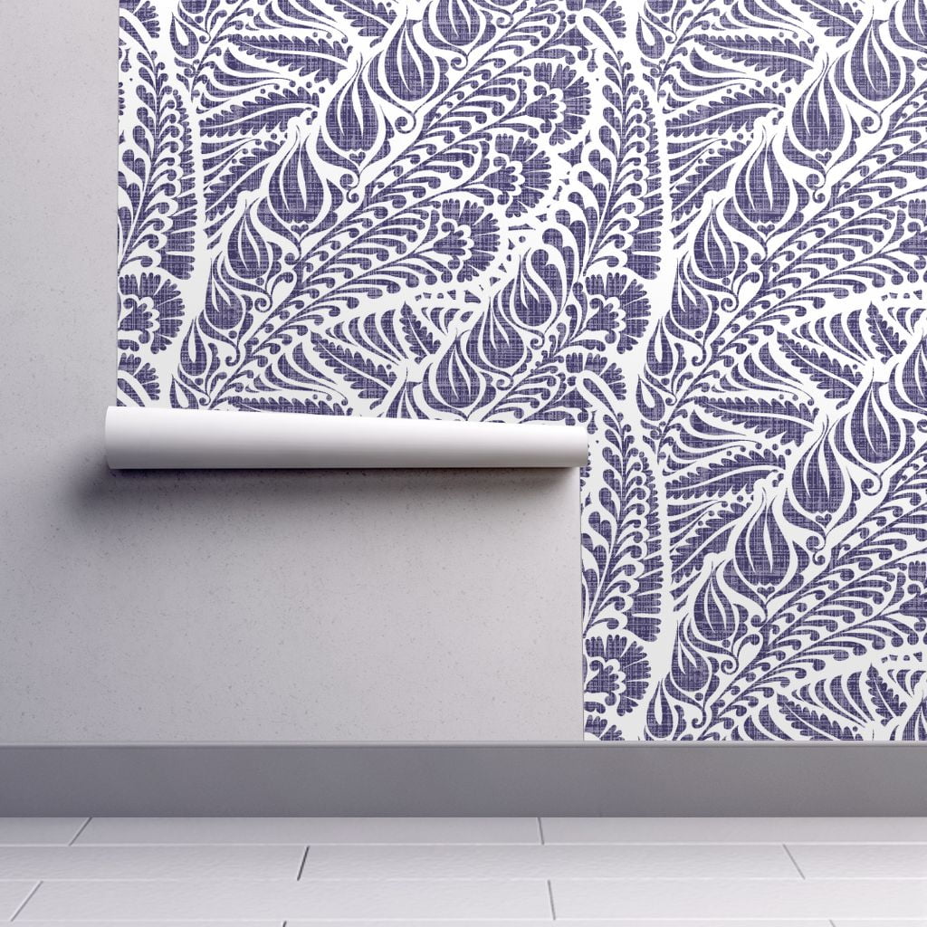 Peel-and-Stick Removable Wallpaper Flowers Purple White ...