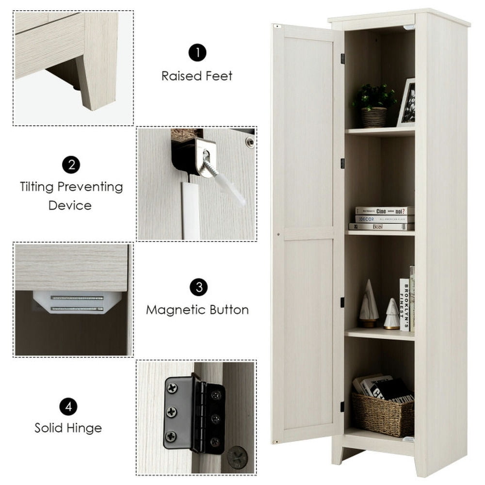 Finihen Bathroom Storage Cabinet, Bathroom Floor Cabinet, Linen Tower Bathroom Storage Cabinet Tall Slim Side Organizer with Shelf, for Bathroom, Living Room, Bedroom, Kitchen, White Finihen Bathroom Storage Cabinet, Bathroom Floor Cabinet, Linen Tower Bathroom Storage Cabinet Tall Slim Side Organizer with Shelf, for Bathroom, Living Room, Bedroom, Kitchen, White