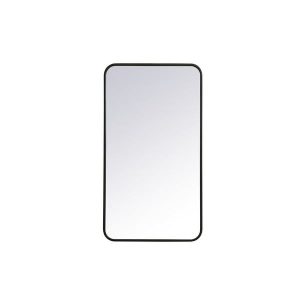 Elegant Decor Soft Corner Metal, Rectangular Decorative Mirror With Rounded Corners Black