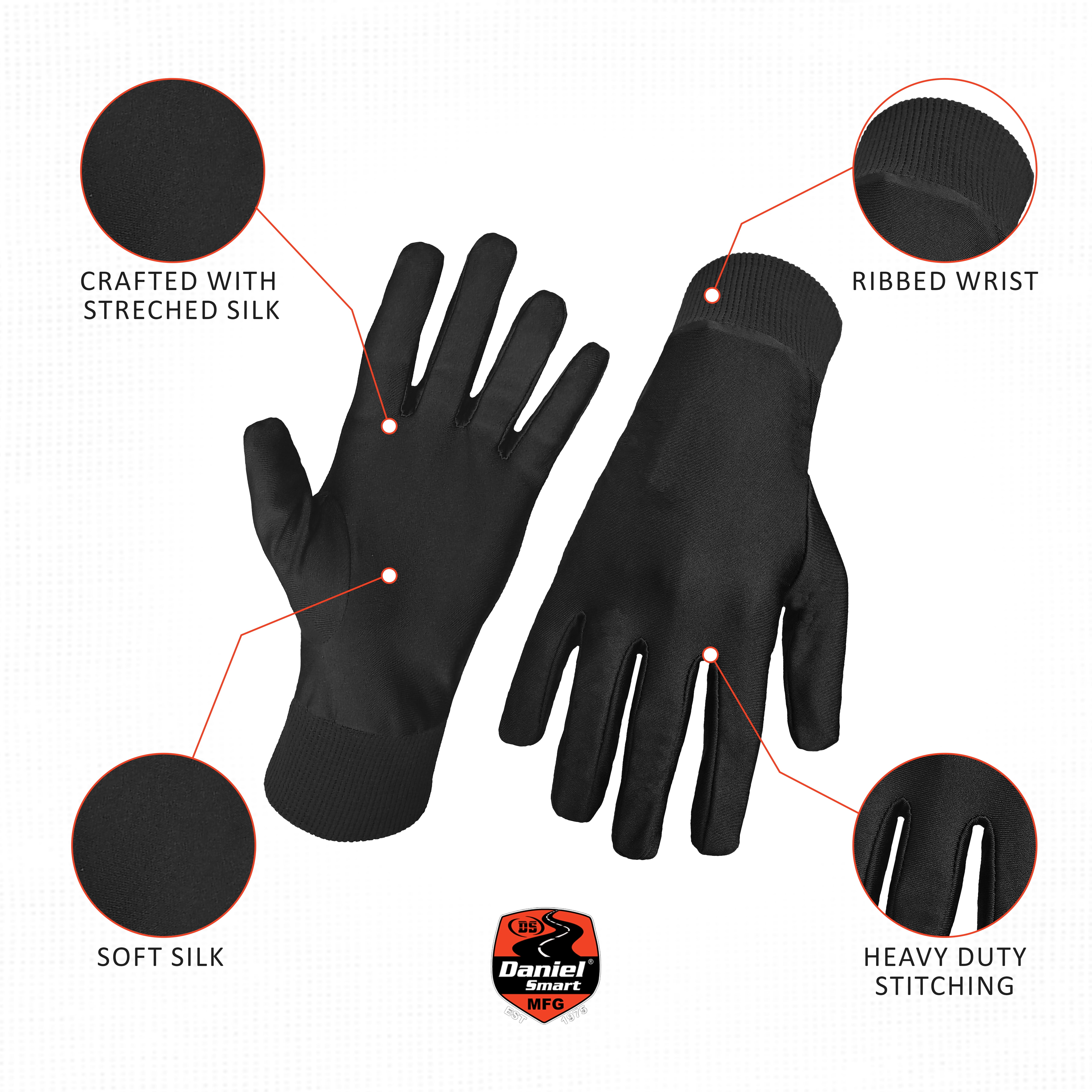 Silk Glove Liners – Keep Hands Cozy Under Winter, Ski, Motorcycle & Driving Gloves
