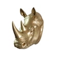 thumbnail image 2 of Rhino Head Sculpture Wall Mount Art Gold Color, 2 of 5