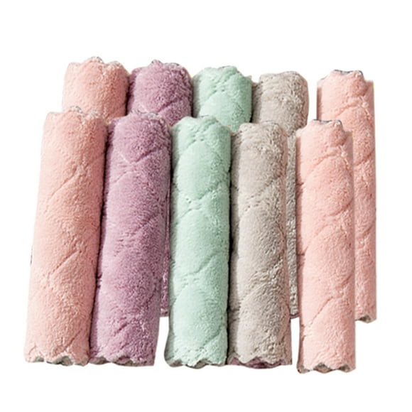 TIELUTT Chiffon de Cuisine Épaissi en Velours Corail pour Vaisselle, Sans Poils, Sans Huile, Absorbant, Décontaminant, Deux Chiffons en Cire d'Abeille, Petits Chiffons de Cuisine pour Nettoyage, Papier Lavable