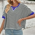 thumbnail image 5 of Ediodpoh Women's Casual Striped Batwing Sleeve T Shirt Soft Round Neck Summer Top for Home Outdoor Wear with Jeans Tshirts Shirts for Women Black S, 5 of 9