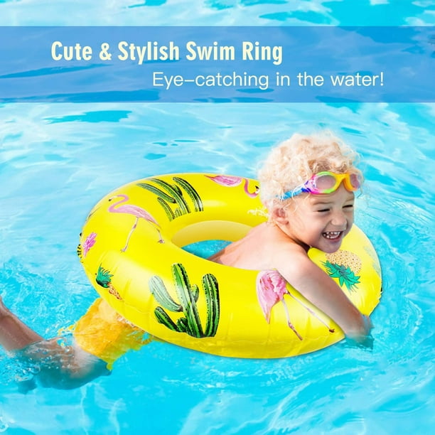 Biinggo Cartoon Swim Ring, Inflatable Durable Round Shaped Pineapple Animals Summer Pool Beach Party Swimming Float Tube, Water Fun Swim Pool Toys Wit