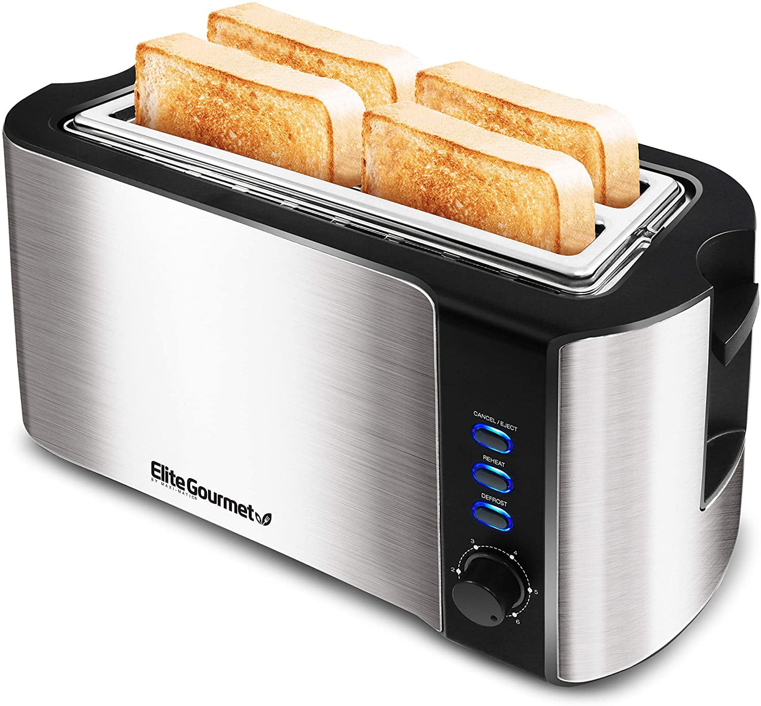 Elite Gourmet ECT-3100 Maxi-Matic 4-Slice Long Toaster 6 Toasting Levels