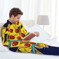 thumbnail image 6 of Picia PLANETA EN FORMA DE PIZZA Pattern Men’s Long-Sleeve Sleepwear Set - Soft 2-Piece Loungewear with Pockets, Comfy PJs for Relaxing Nights-XX-Large, 6 of 7
