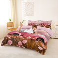 thumbnail image 2 of Castle Fairy Cartoon Rescue Vehicle Queen Duvet Cover Set for Kids, Cute Fire Police Ambulance Bedding for Bedroom, Light Blue,Pink Reversible,3-Piece,No Comforter, 2 of 6