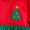 thumbnail image 4 of HILEELANG Girls Christmas Dress Long Sleeve CottonHoliday Outfit with Bow Red Green Tiered Festive Party Dress for Toddler Kids, Xmas Birthday Outfit Winter Clothing 2T, 4 of 5