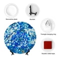thumbnail image 4 of Balery Vibrant Blue Floral Print Bone China Decorative Plate Ceramic Dinner Plates Art Crafts with Display Stand-7in, 4 of 6