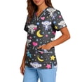 thumbnail image 4 of Womens Scrubs V-Neck Short Sleeve Cartoon Animals Print Scrub Tops Breathable Medical Working Shirts, 4 of 5