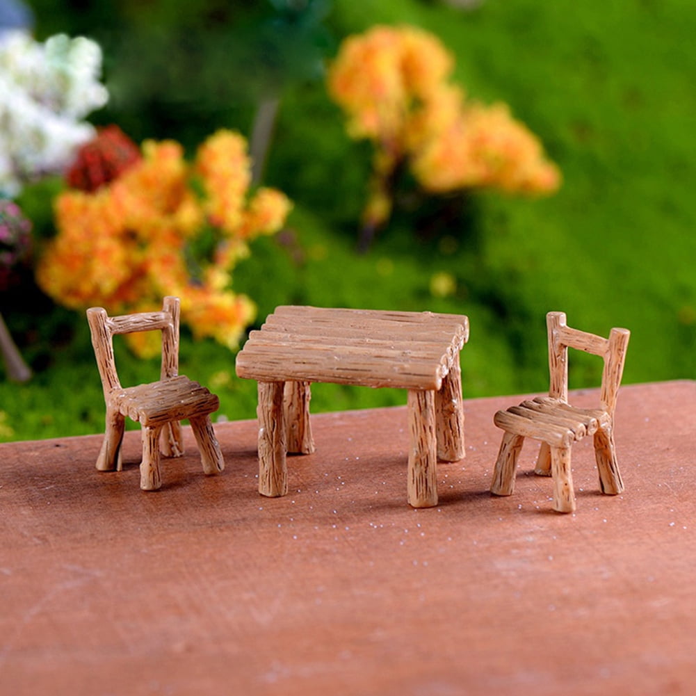 Floral Table Chairs Miniature Landscape Garden Decoration Dollhouse Accesso_ES