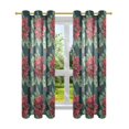 thumbnail image 7 of Yayeee Window Curtains Light Filtering 63"x52" Grommet Panel Pair Home Living Room Decor, Red Christmas Poinsettias, 7 of 7