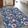 thumbnail image 3 of Summer Ocean Washable Area Rugs 2.7'x5', Watercolor Blue Anchor Navy Cap Low Pile Throw Living Room Rug Non-Slip Sturdy Edge Binding Carpet for Indoor Entryway Bedside Kitchen, 3 of 9