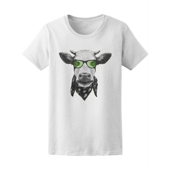 Cow With Glasses And Scarf T-Shirt Women -Image by Shutterstock, Female XX-Large