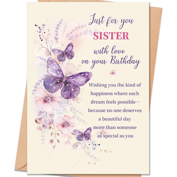 Tarjeta de felicitación uugtcard de cumpleaños para hermana con sobre de 13 x 20 cm
