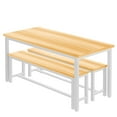 thumbnail image 5 of AWQM Dining Table Set with Two Benches, Kitchen Table Set for 4-6 Persons for Home, Kitchen and Dining Room,Beige, 5 of 6