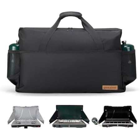 Camping Stove Carrying Case for Coleman 2-Burner,Camp Stove Carry Bag for Camp Chef Everest 2-burner Stoves | Heavy-Duty Water-Resistant Stove Storage bag | Adjustable Shoulder Strap & Large Pockets