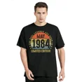 thumbnail image 1 of Camiseta de algodón con cuello redondo de cumpleaños vintage de 1984, ropa para hombre, camiseta de gran tamaño, camiseta casual de fitness, tops, 1 of 7