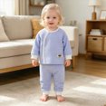 thumbnail image 5 of TOWED22 Toddler Boys Girls Pajamas 2 Piece Long Sleeve Pjs Set Cotton Kids Fall Winter Sleepwear 3 6 9 12 18 24 Months 2 3 4 5 6 7 8 9 Years(Blue,18-24 M), 5 of 6