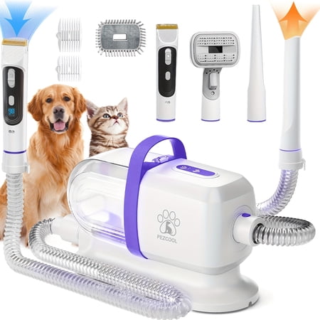 8-in-1 Dog Grooming Vacuum with Dryer - 74.39oz/2.2L Cup, Low Noise, Strong Suction for Shedding, 6 Tools, Ideal for Home Pet Hair Management