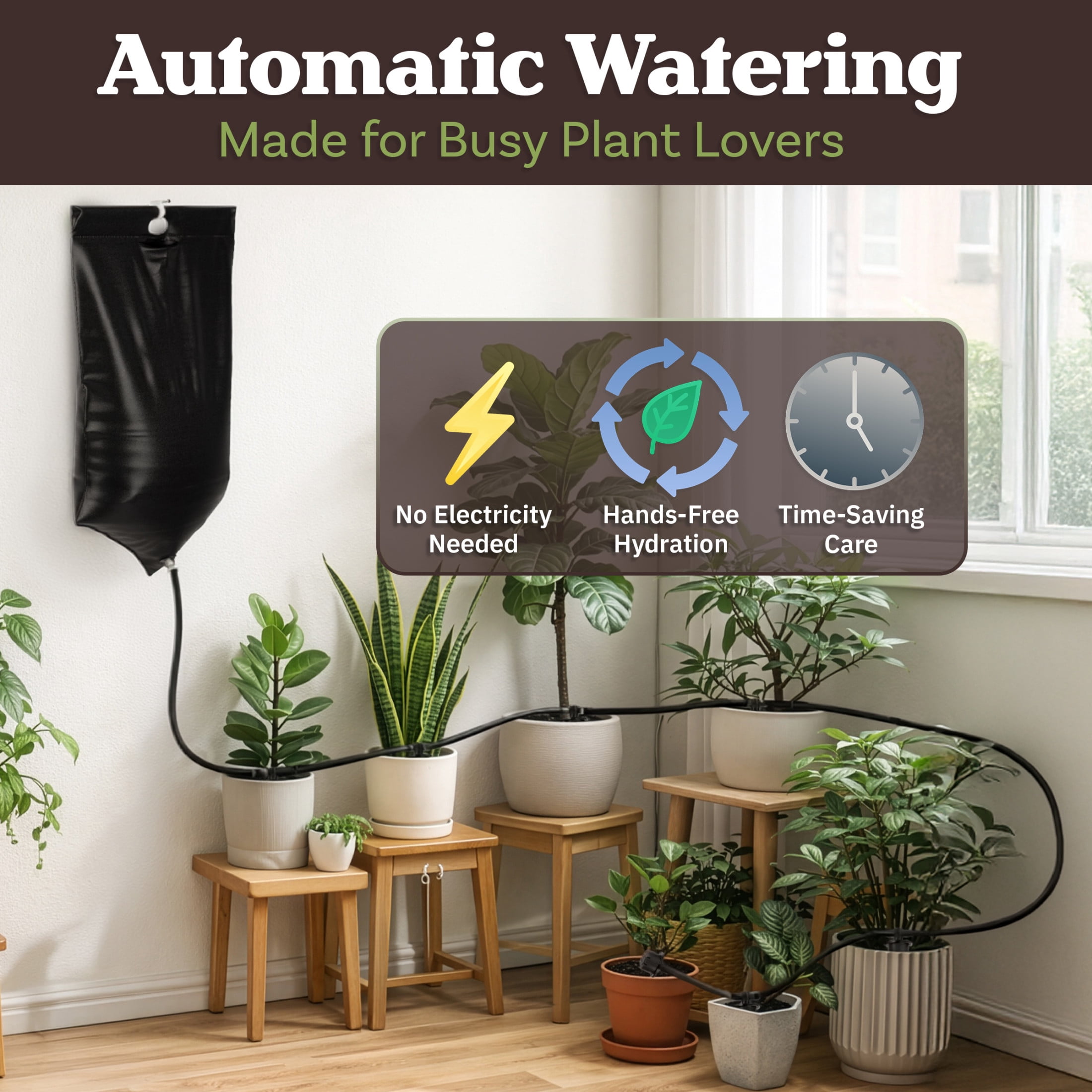 Pure Garden 2.77Gal Automatic Plant Waterer Indoor Drip Irrigation System with 7 Adjustable Drippers