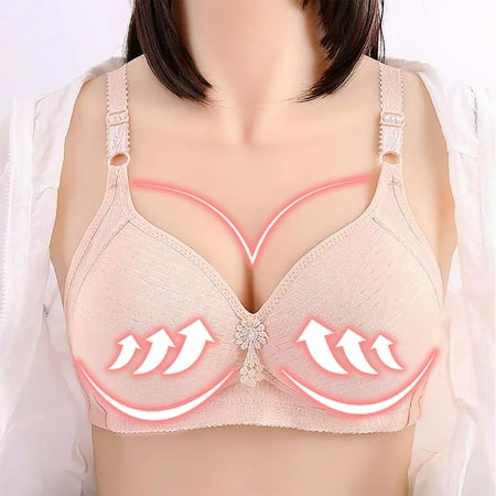 

Ruziyoog Bras for Women One-Piece Bra Lingerie Soft Bralette Everyday Underwear Beige 46