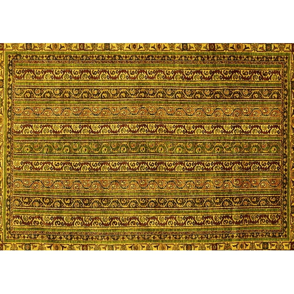 Ahgly Company Indoor Rectangle Oriental Yellow Modern Area Rugs, 2' x 5'