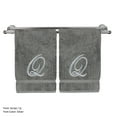 thumbnail image 2 of Monogrammed Hand Towel, Personalized Gift, 16 x 30 Inches - Set of 2 - Silver Embroidered Towel - Extra Absorbent 100% Turkish Cotton- Soft Terry Finish - for Bathroom, Kitchen and Spa- Script Q Gray, 2 of 3