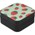 thumbnail image 3 of Coolnut Strawberry Travel Jewelry Box PU Leather Jewelry Organizer Ideal Gift for Women Girls, Portable Mini Jewelry Travel Case for Stud Earrings Rings Necklaces Bracelets Women Gifts, 3 of 7