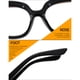 thumbnail image 5 of Jumpingount Gafas de lectura cuadradas de gran tamaño, marco grande a la moda, gafas sin receta para viajes al aire libre, accesorios para fotos, Type3 NO3, 5 of 6