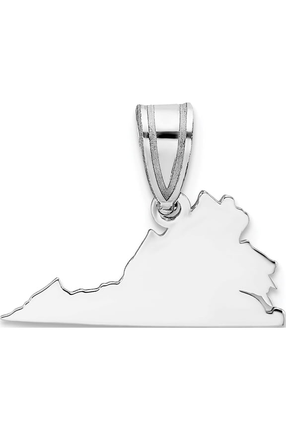 Sterling Silver Silver/Rhodium-Plated Virginia State Pendant Made In United States xna707ss-va