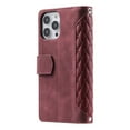 thumbnail image 4 of Nalacover for iPhone 14 Pro Flip Kickstand Wallet Case,Full Body Protection Luxury PU Leather Shockproof Magnetic Closure Zipper Pocket with Detachable Hand Strap&Shoulder Strap Cover.Winered, 4 of 11