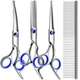 thumbnail image 1 of HLONK 5 in1 Dog Grooming Scissors Kit  Professional Dog Scissors for Grooming with Safety Round Tips  Titanium Coated Grooming Shears for Dogs Cat Pet At Home, 1 of 7