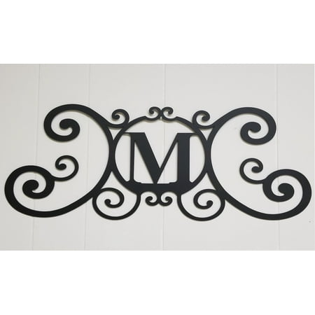 Scrolled Iron Metal Letter M Monogram Personalized Initial Wall Art Family Name Decor Plaque ...