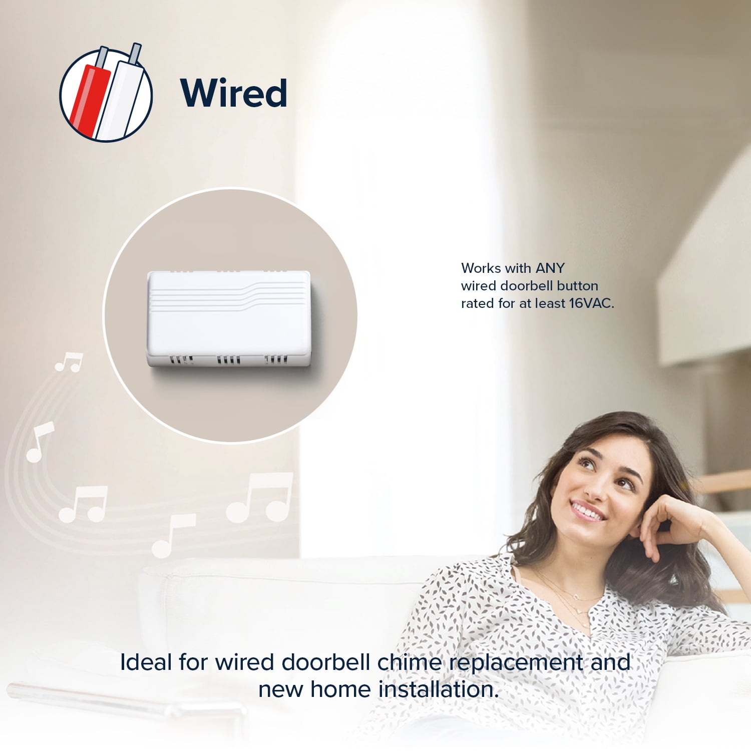 Heath Zenith Heath Zenith White Plastic Wired Mechanical Doorbell Chime