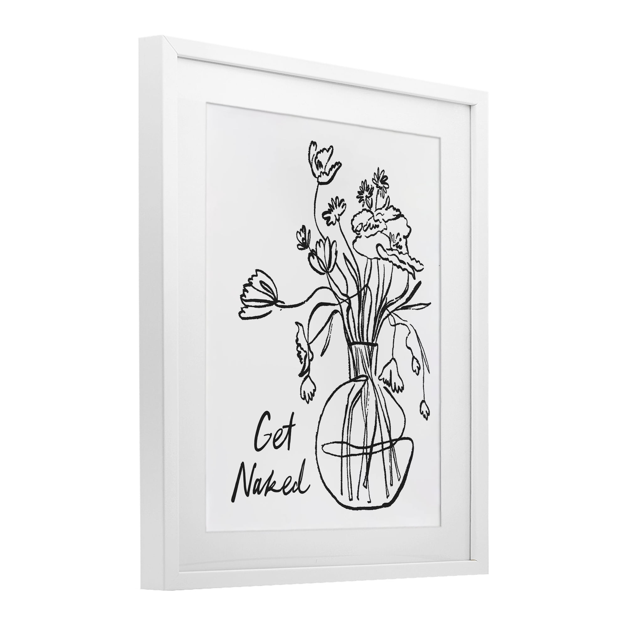 Stupell Industries Get Naked Flower Contour White Framed Print Under Glass, design by Lettered and Lined