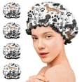 thumbnail image 7 of Shower Caps,Dachshund Footprint Waterproof Shower Cap for Women 4 Pieces,Double Reusable Hair Cover for Shower PEVA Elastic Stretch Hem, 7 of 7