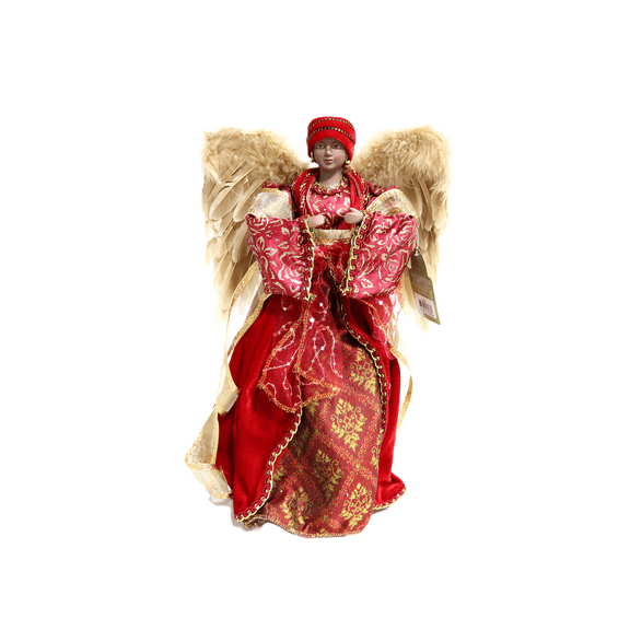 Santa's Workshop Multi-color Solid Print Wooden American African Diva Angel Christmas Tree Topper, 16"