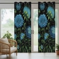 thumbnail image 5 of Blue Floral Boho Outdoor Curtains for Patio Waterproof, Grommet Outdoor Privacy Panels, Vintage Abstract Art Botanical Floral Weatherproof Outside Curtains for Porch/Cabana 54"Wx84"L, 2 Panel, 5 of 8