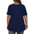 thumbnail image 4 of Ayolanni Women's Shirts Short Sleeve V-Neck Plus Size Blue Solid T-Shirts Girls Shirts 3x, 4 of 7