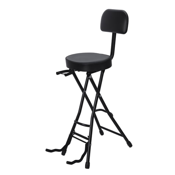 Jiledu Guitar Stool with Padded Cushion, Heavy-Duty Ergonomic Backrest, Folding Chair with Guitar Stand, Adult Portable Folding Stool _Clearance Back Stool