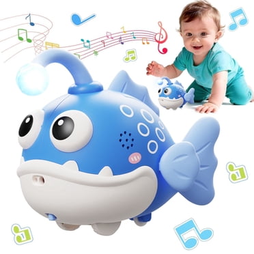 Baby Toy 6-12 Months, Crawling Lantern Fish Infant Tummy Time Toy,Music Crawling Toys for 1 Year Old Boy Girl Easter Toy Gifts