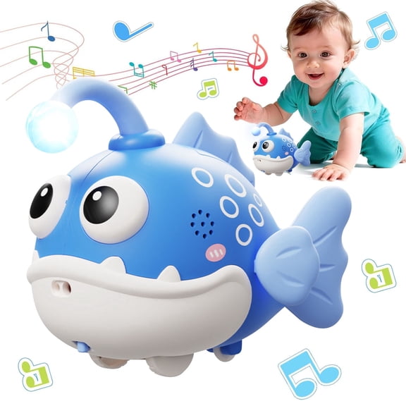 Baby Toy 6-12 Months, Crawling Lantern Fish Infant Tummy Time Toy,Music Crawling Toys for 1 Year Old Boy Girl Easter Toy Gifts