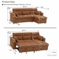 thumbnail image 6 of Muumblus 82" Convertible Sectional Sofa Bed with Cup Holders, Storage Chaise, L-Shaped Sofa Sleeper Couch Bed for Living Room, Brown Faux Leather, 6 of 6