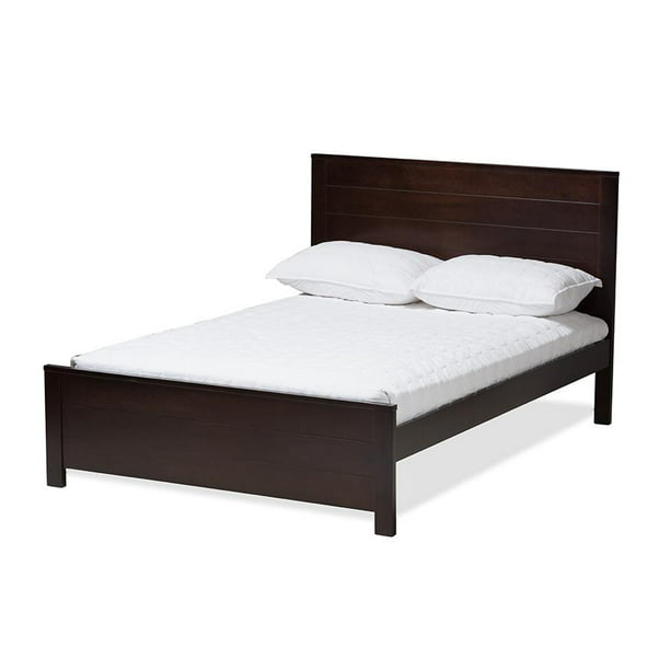 Wood Twin Platform Bed, Full Size Mission Style Headboard