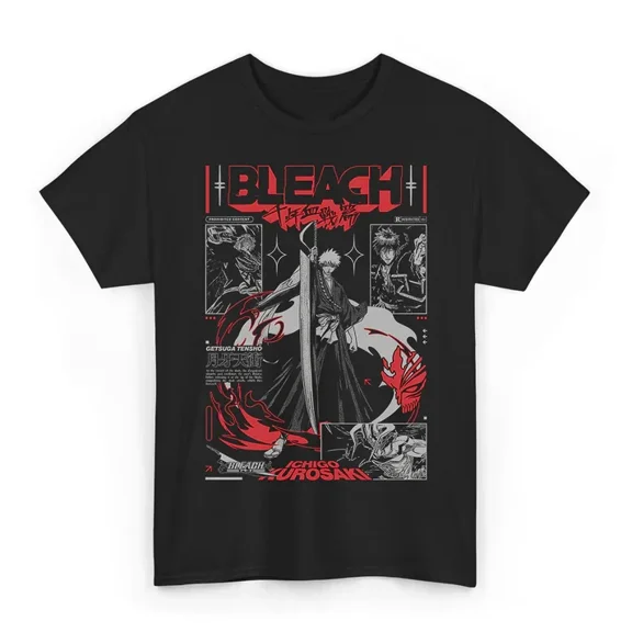 Reprint Rare Anime Bleach - Ichigo Getsuga Tensho T-Shirt Size S-5XL, Gift For Friends