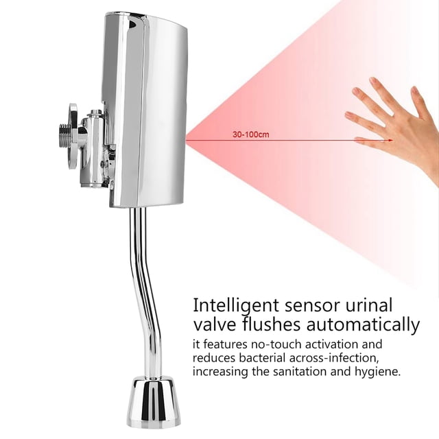 Urinal Flush Valve, Bathroom Toilet Wall Mounted Automatic Sensor Touchless Urinal Flush Valve