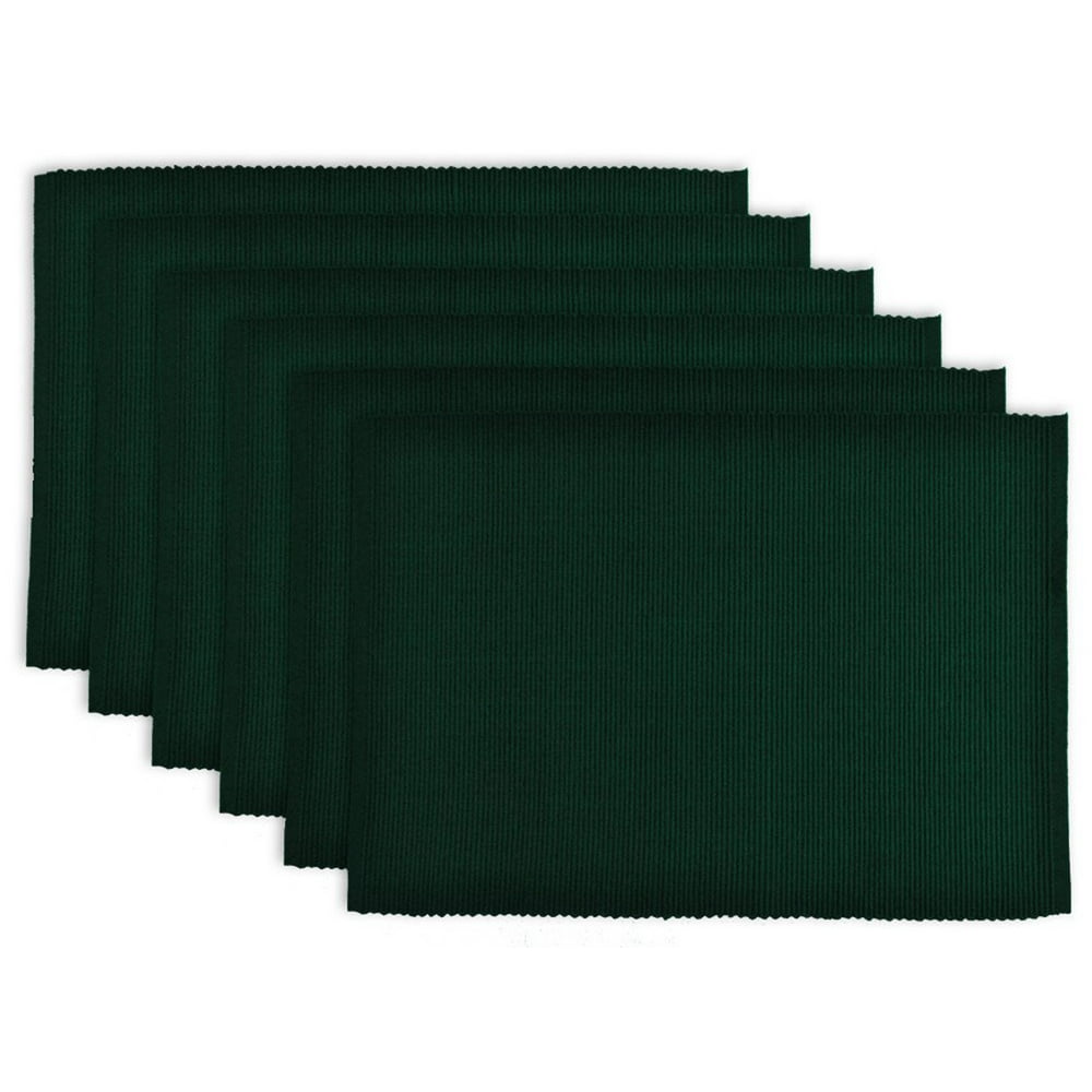 Set of 6 Dark Green Stripe Pattern Rectangular Placemats 19" Walmart