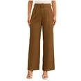 thumbnail image 3 of ATENAR Womens Pants,Straight Leg Pants Women,Dress Pants,Loose,Easy Care,Solid,Comfortable,Coffee,M(US:6), 3 of 10